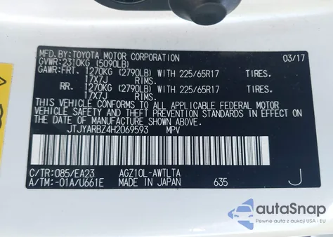 2017 Lexus Nx 200T z USA, uszkodzony, nr VIN JTJYARBZ4H2069593
